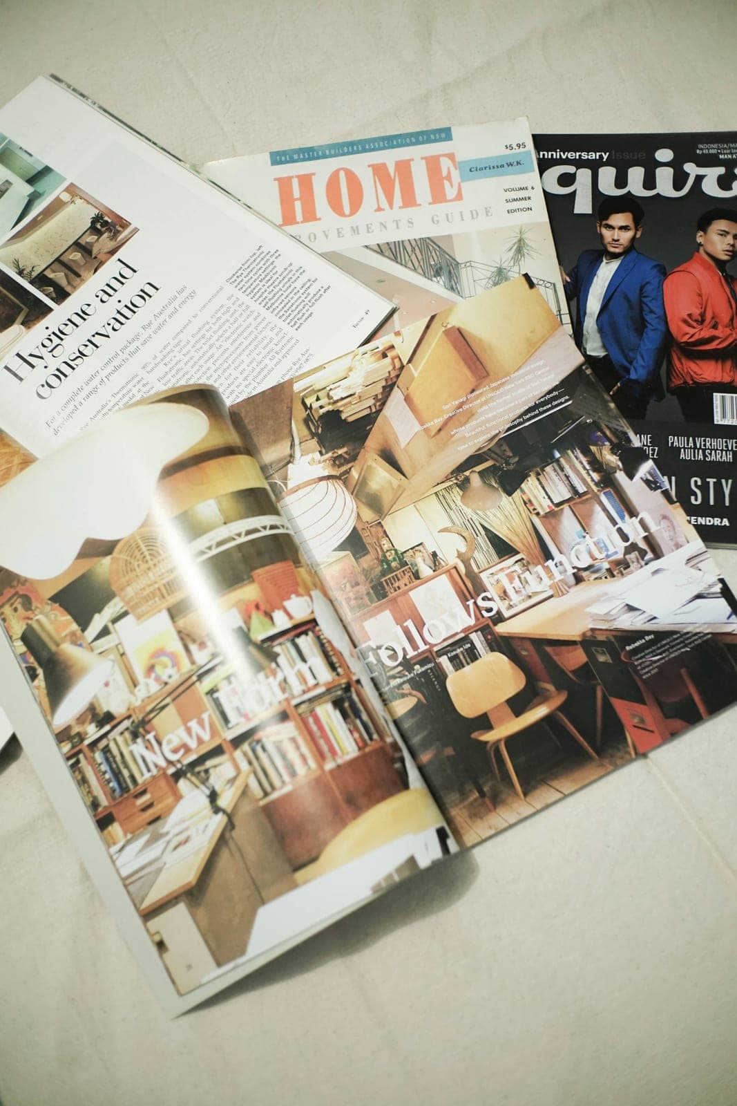 A stack of magazines on a table