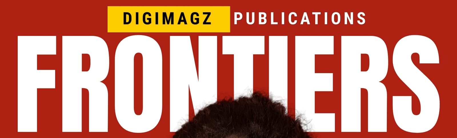 Detail of the Frontiers masthead with the subject breaking in front of it