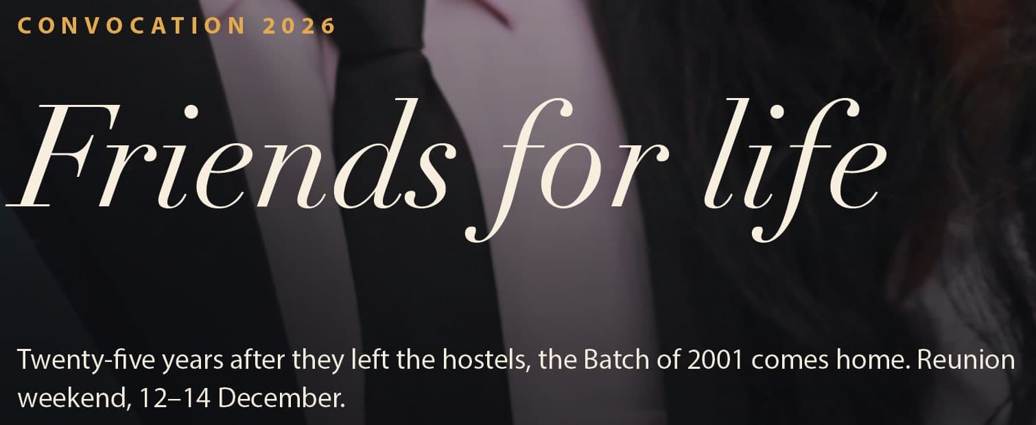 Detail of the Convocation 2026 kicker, the italic headline Friends for life and the standfirst