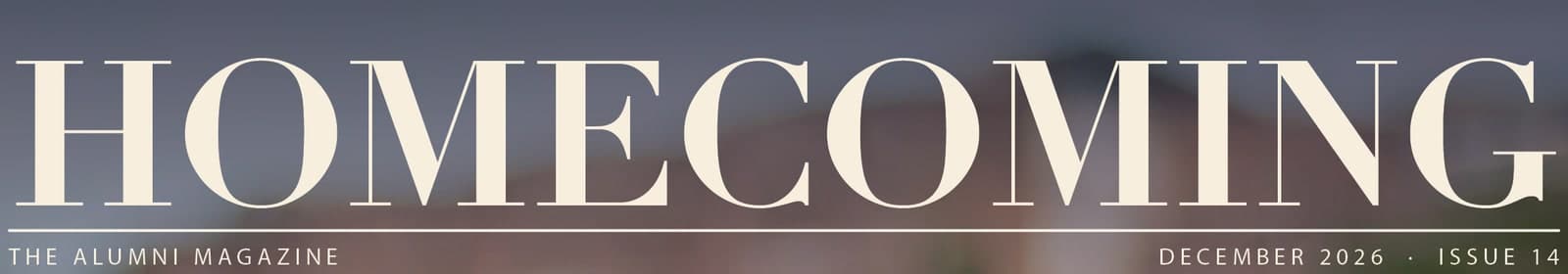 Detail of the Didot HOMECOMING masthead with the alumni magazine strap line