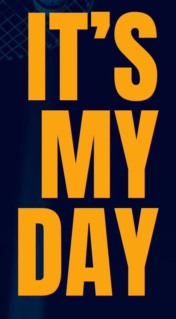 Detail of the stacked condensed title set in the flat navy panel