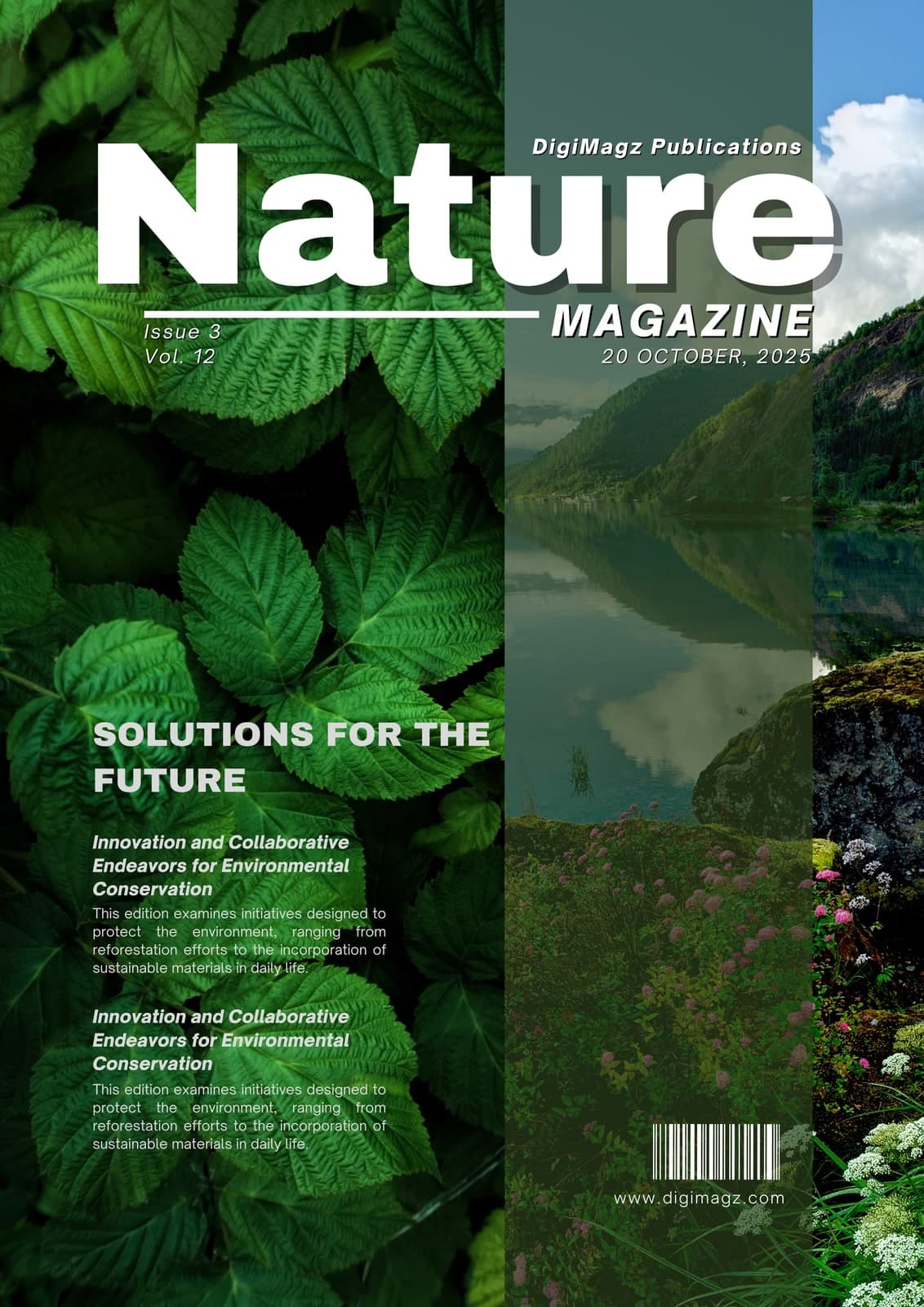 Cover of Nature magazine, Issue 3 Volume 12, designed by DigiMagz