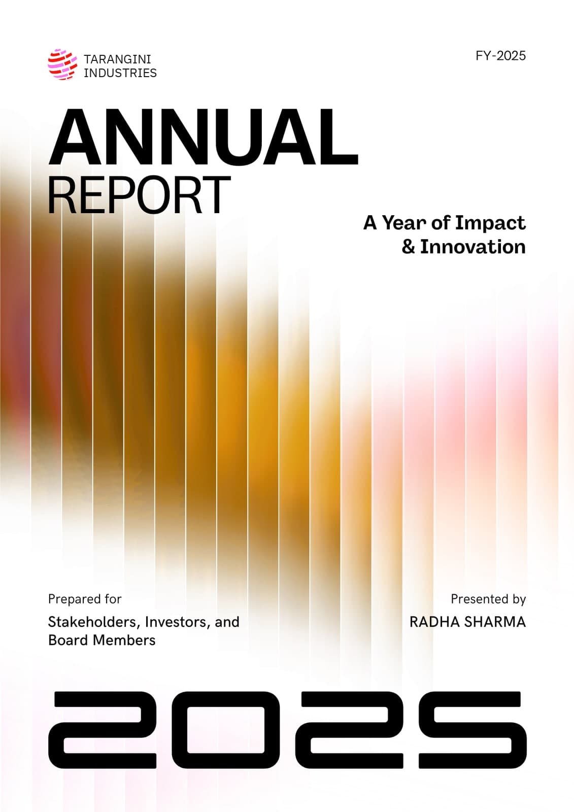 Cover of the Tarangini Industries Annual Report 2025, designed by DigiMagz