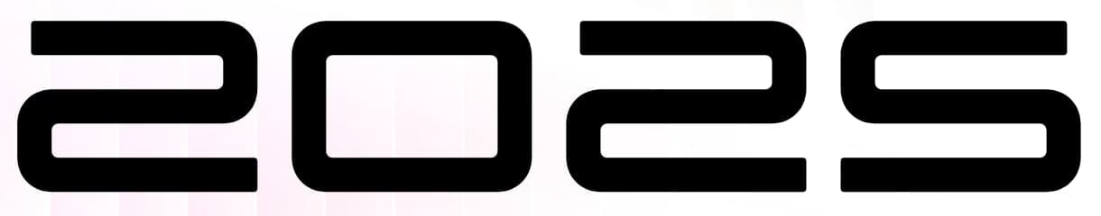 Detail of the year 2025 set full width in a squared display face