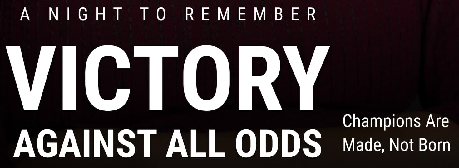 Detail of the cover line A Night to Remember, Victory Against All Odds