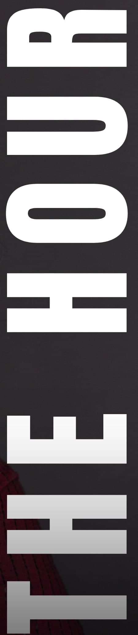 Detail of THE HOUR masthead set vertically up the right edge